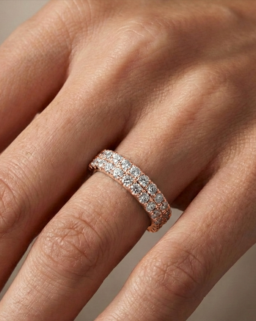 Double Row Diamond half eternity Ring - Image 3