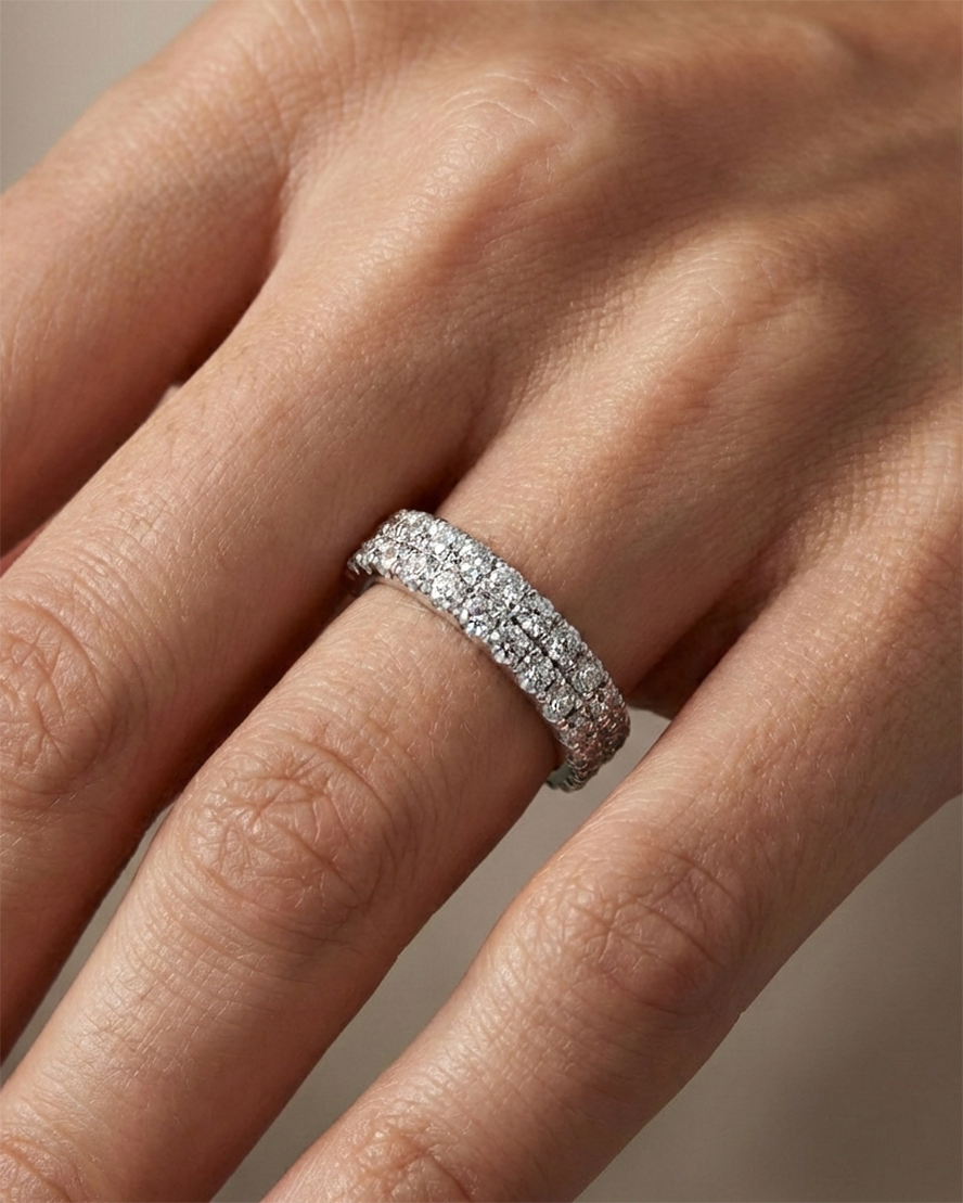 Double Row Diamond half eternity Ring - Image 5
