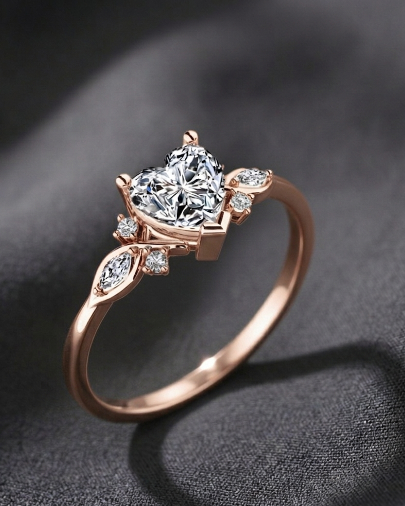 Heart Diamond Ring Rose Gold