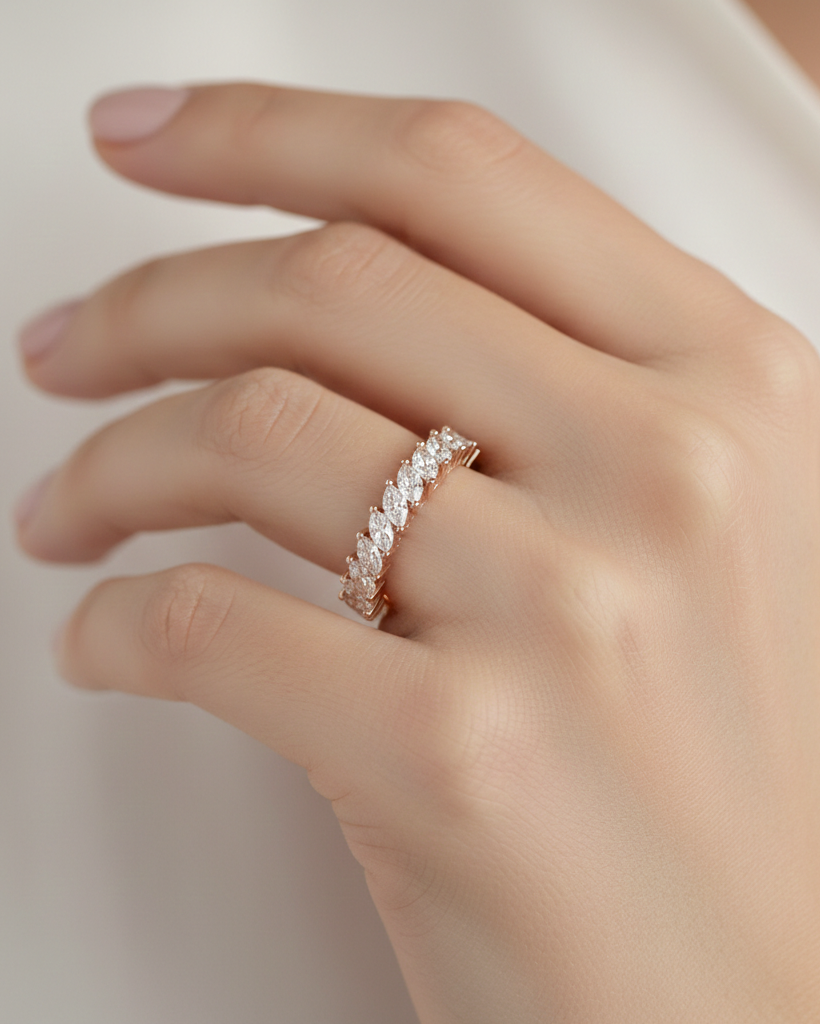 Marquise Cut Diamond Half Eternity Ring - Image 2